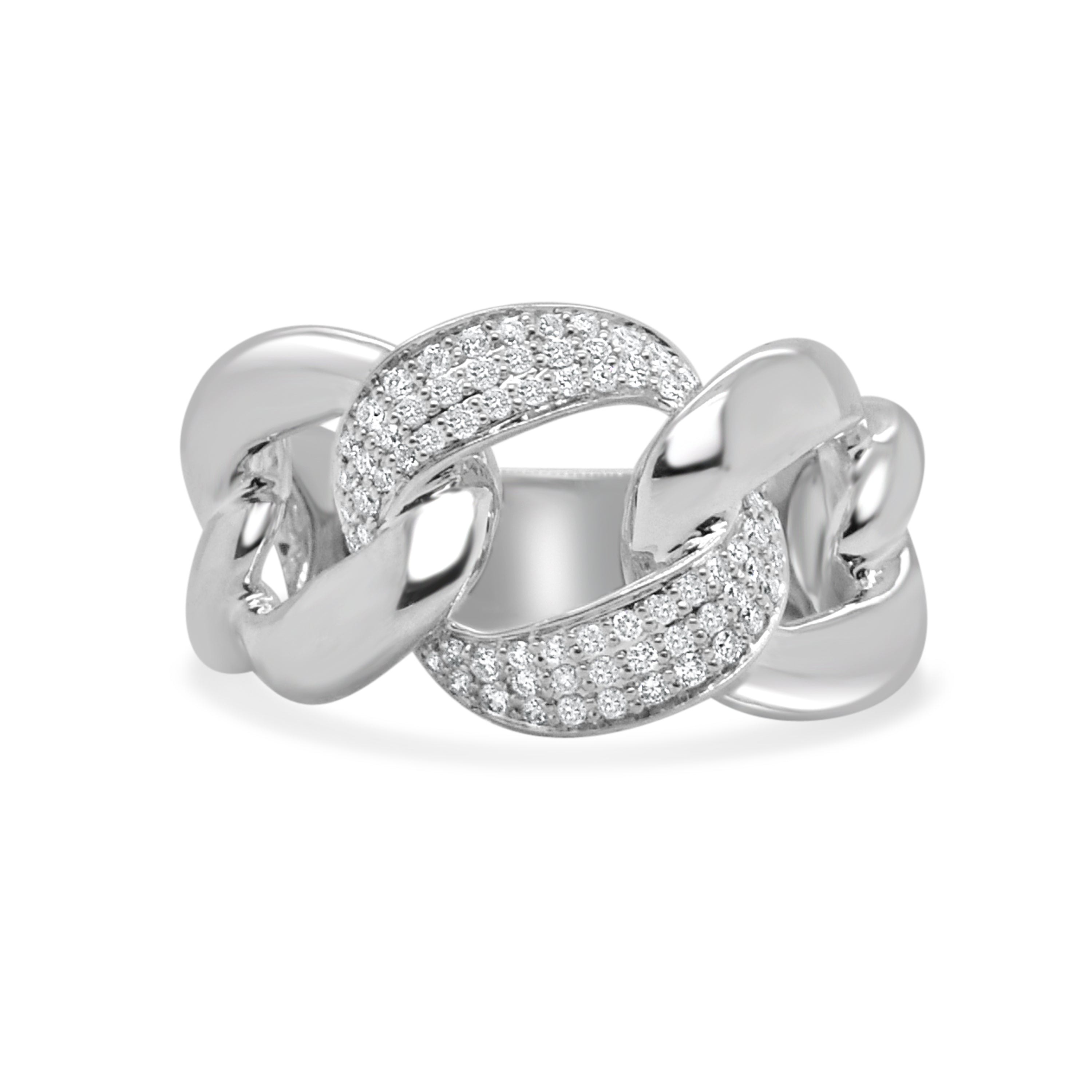14K Gold Diamond Cuban Link Ring - 0.31 CT
