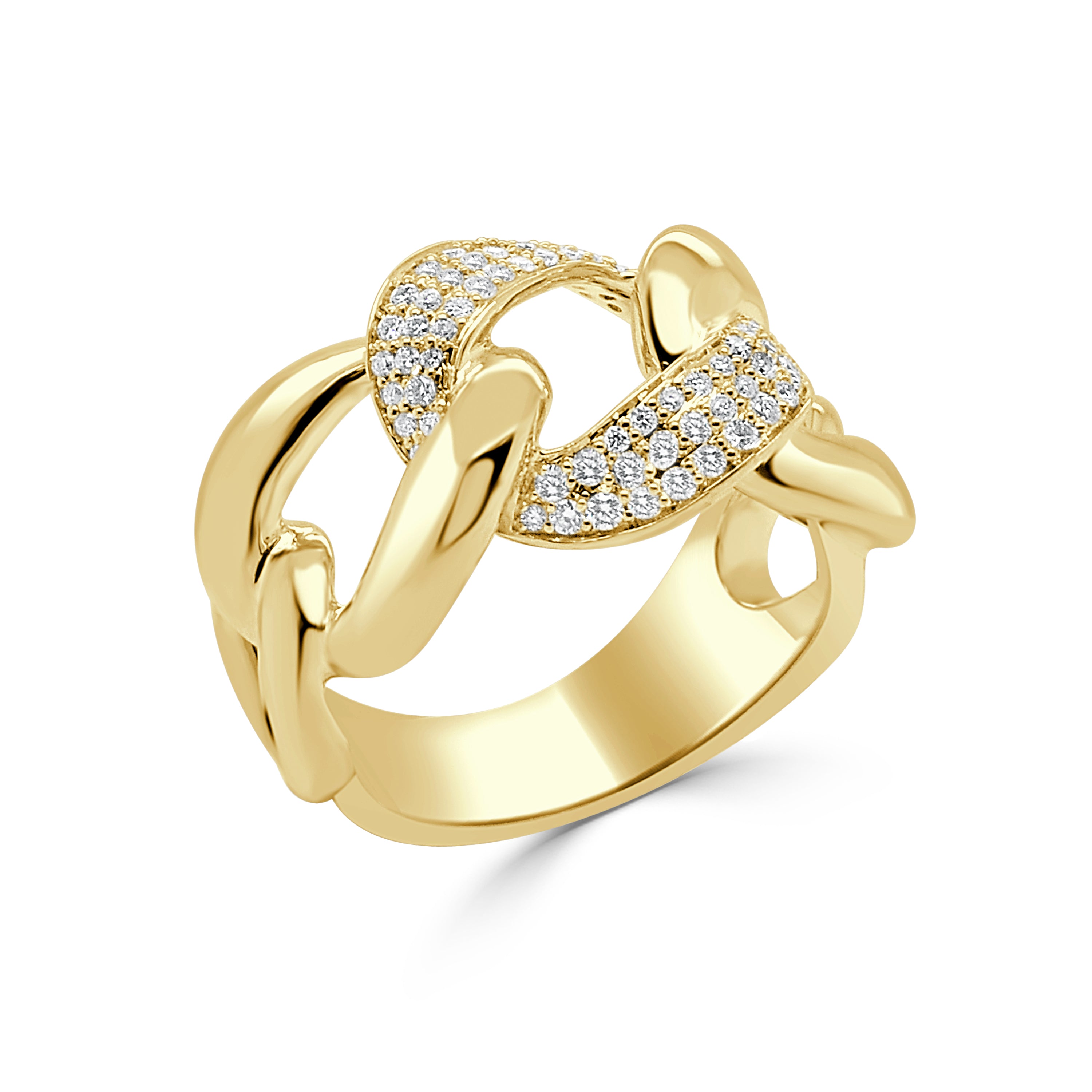 14K Gold Diamond Cuban Link Ring - 0.31 CT