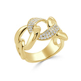14K Gold Diamond Cuban Link Ring - 0.31 CT