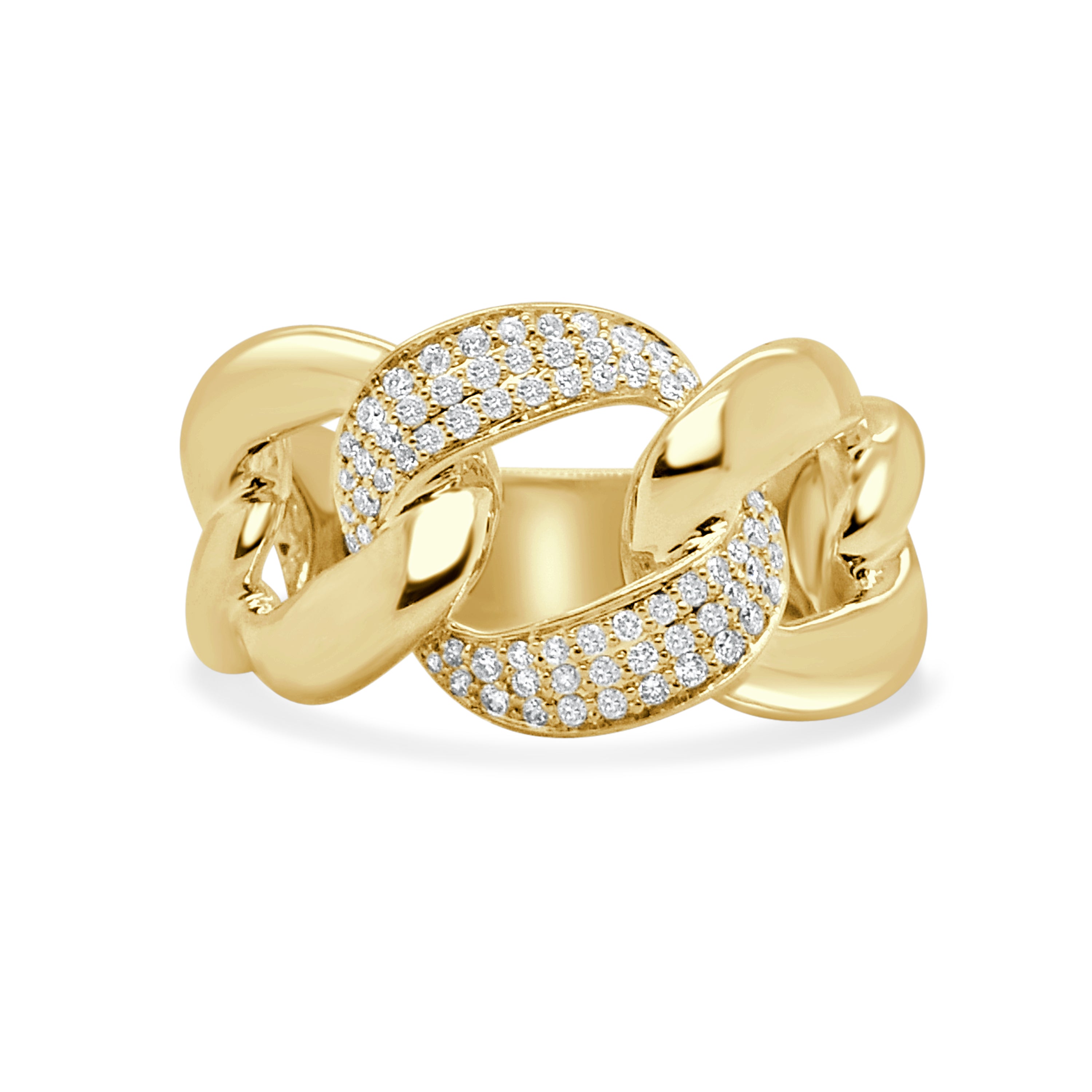 14K Gold Diamond Cuban Link Ring - 0.31 CT