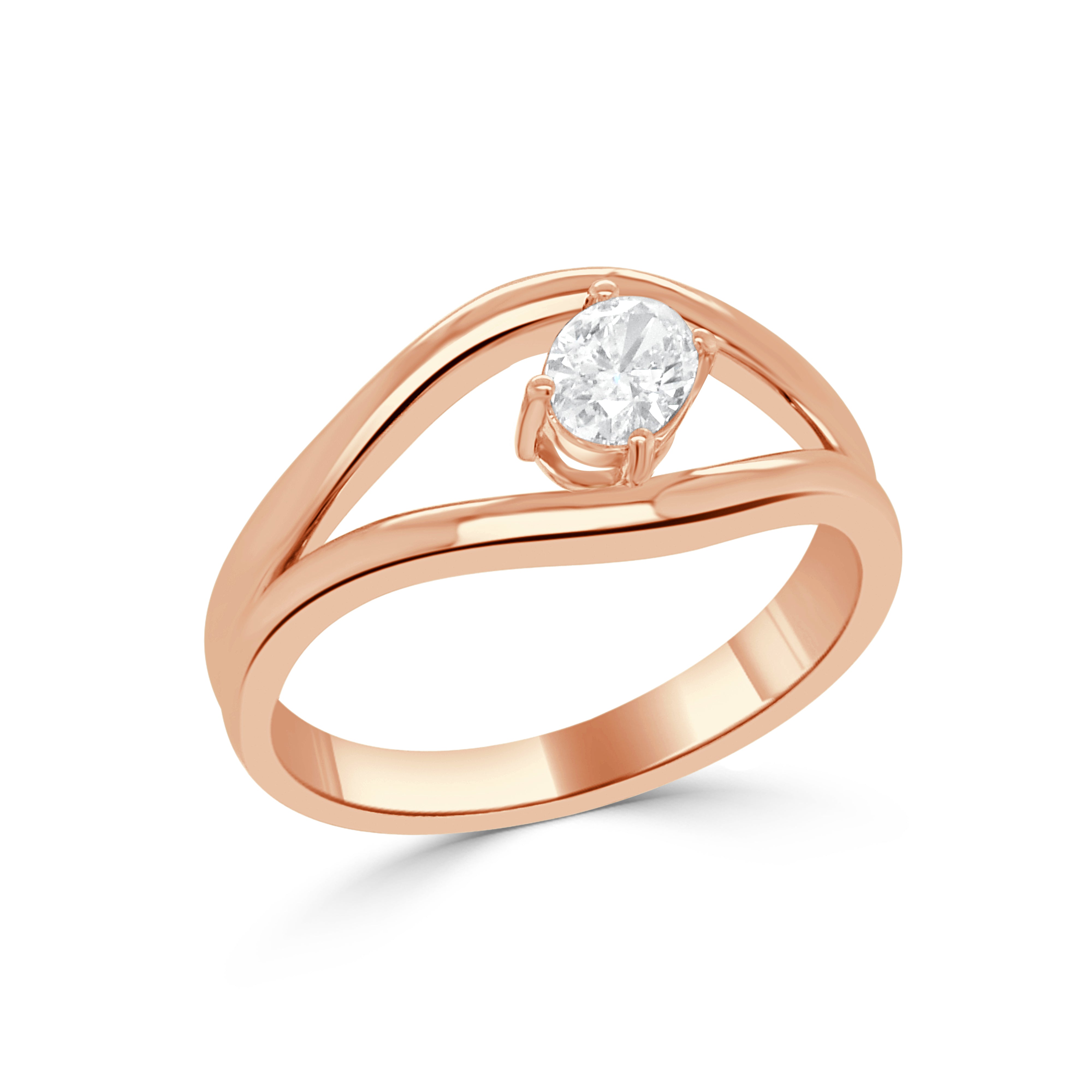 14K Gold Oval Diamond Ring