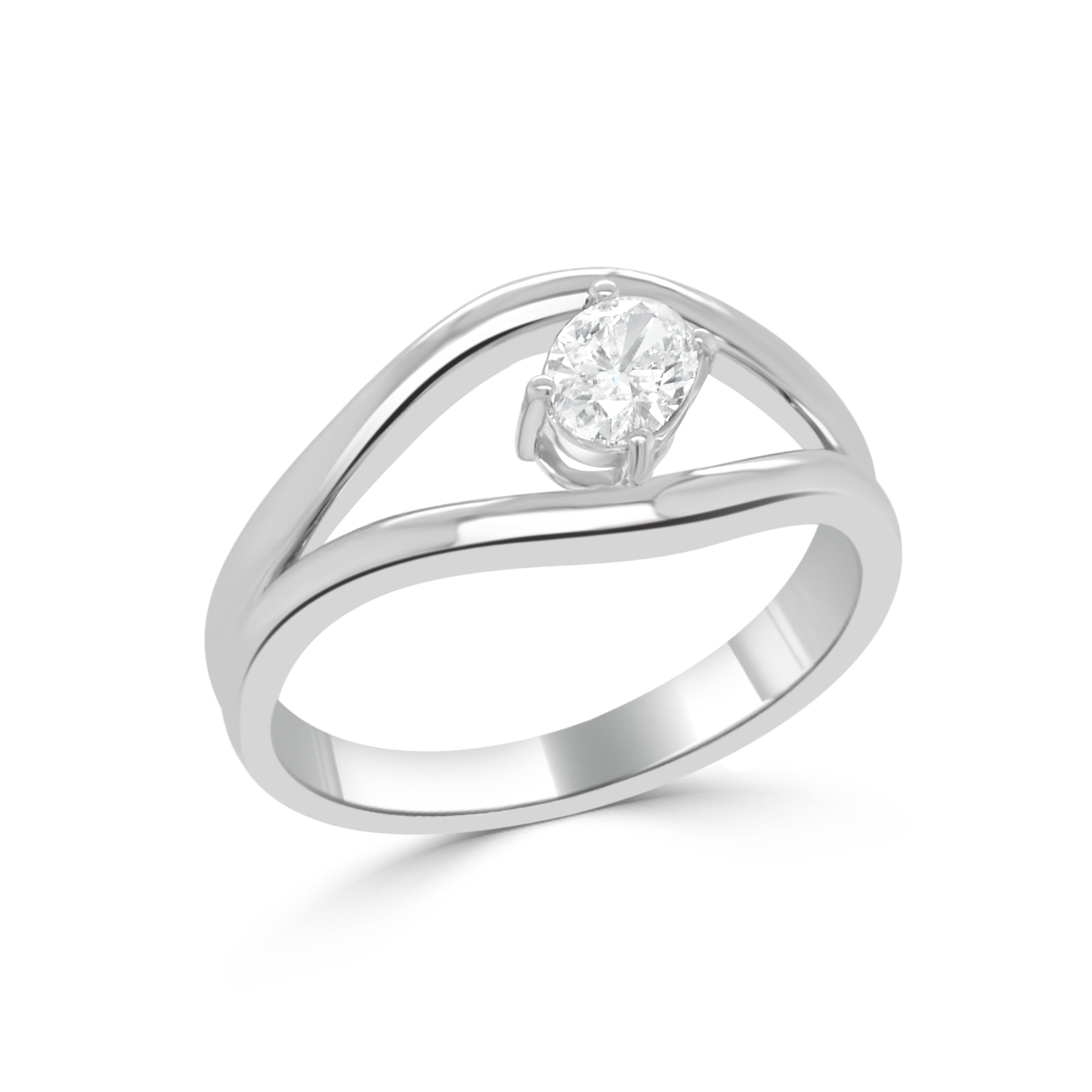 14K Gold Oval Diamond Ring