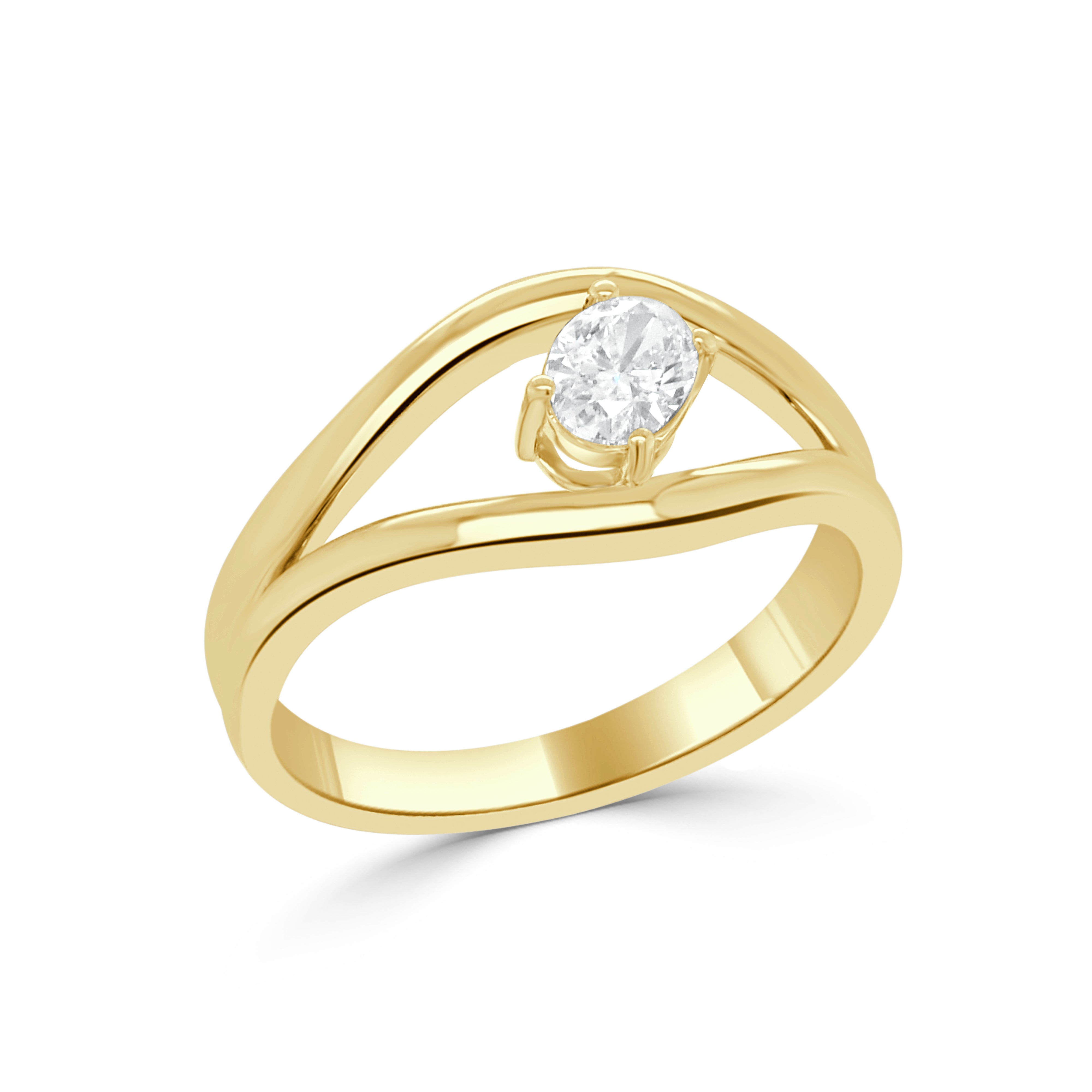 14K Gold Oval Diamond Ring