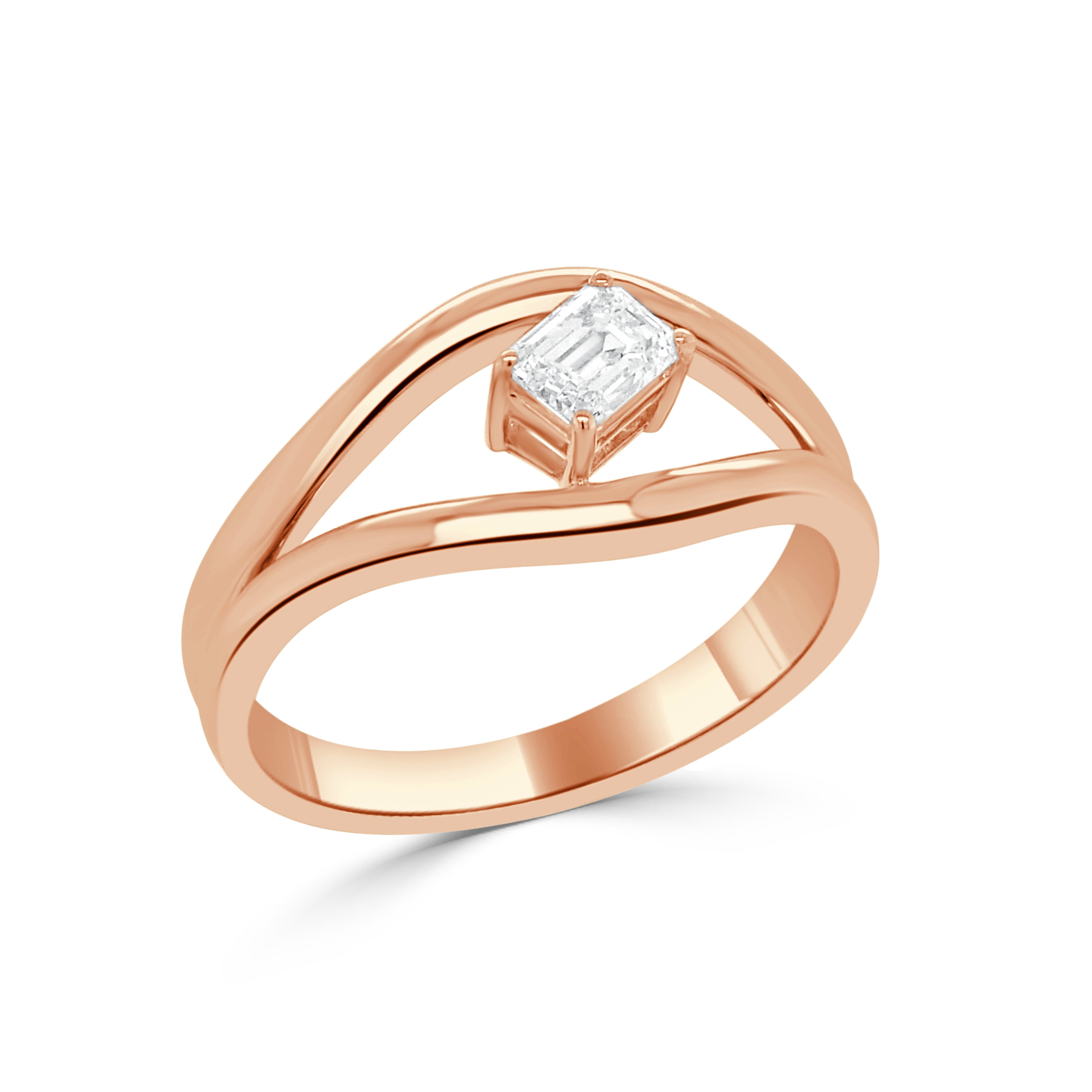 14K Gold Emerald Cut Diamond Ring