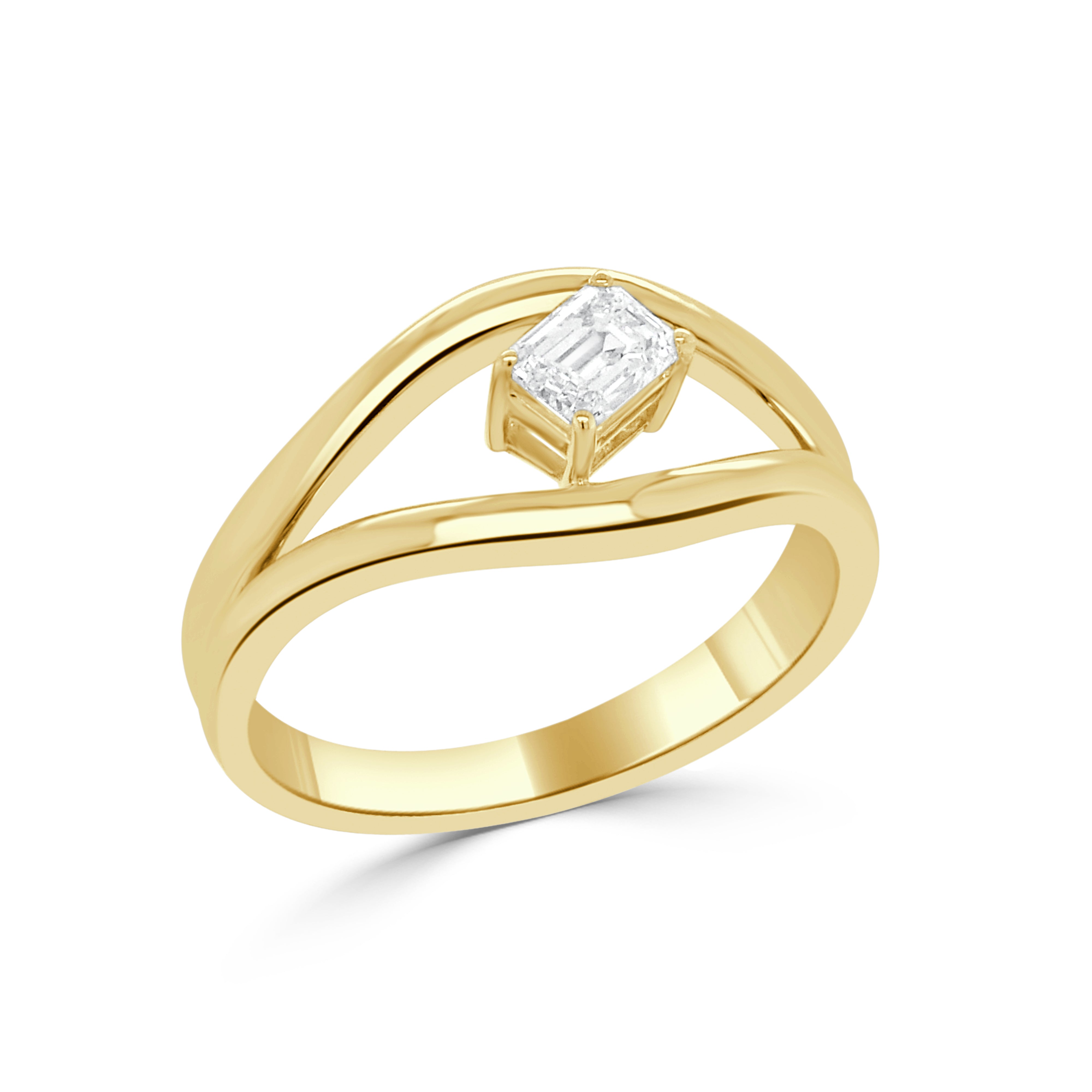 14K Gold Emerald Cut Diamond Ring