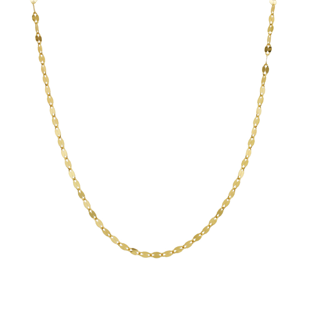 14K Gold Flat Link Mirror Necklace