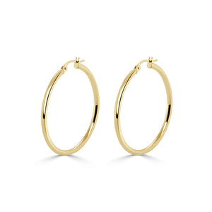 14K Gold 2x30mm Hoop Earrings