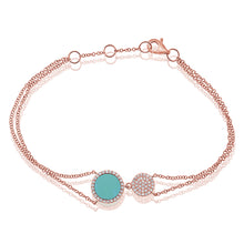 Load image into Gallery viewer, 14k Gold Diamond &amp; Turquoise Disc Bracelet