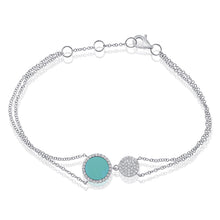 Load image into Gallery viewer, 14k Gold Diamond &amp; Turquoise Disc Bracelet