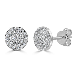 14k Gold & Diamond Disc Stud Earrings