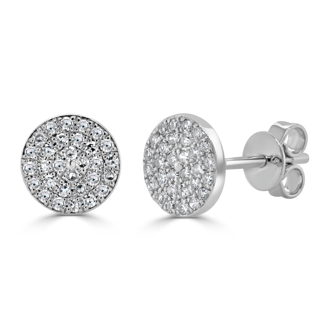 14k Gold & Diamond Disc Stud Earrings