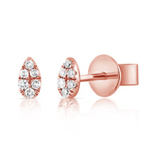 Load image into Gallery viewer, 14k Gold &amp; Diamond Tiny Pear Studs