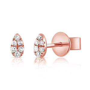 14k Gold & Diamond Tiny Pear Studs