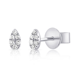 14k Gold & Diamond Tiny Pear Studs