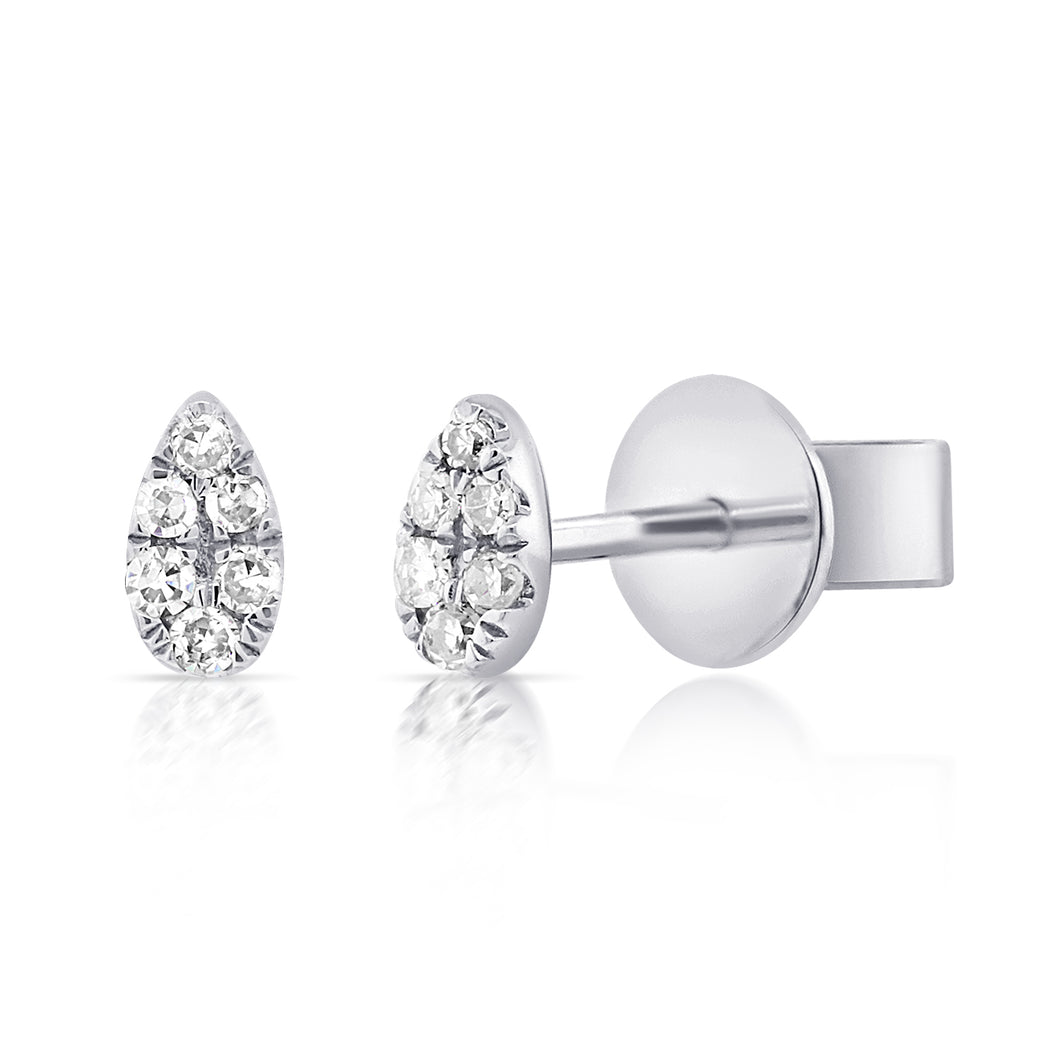 14k Gold & Diamond Tiny Pear Studs