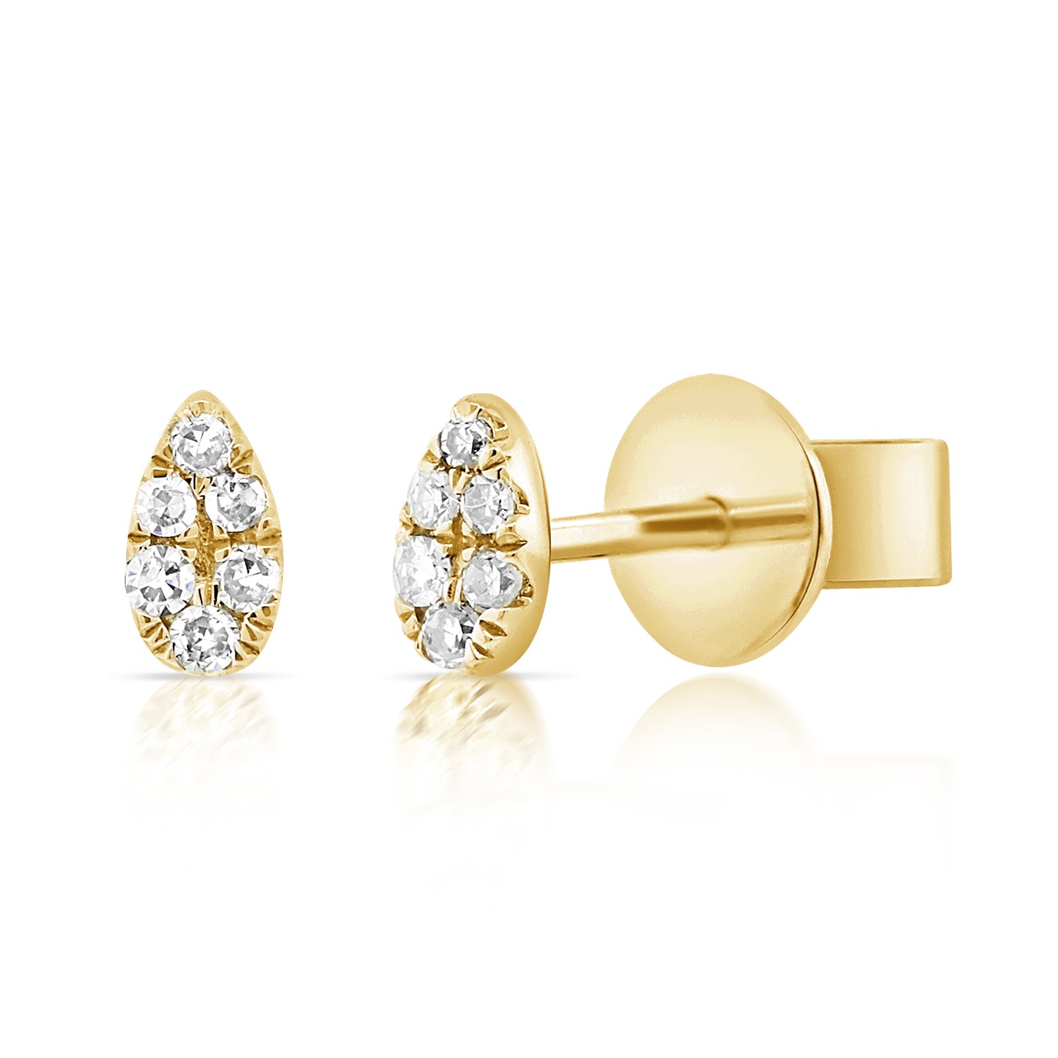 14k Gold & Diamond Tiny Pear Studs - 0.04ct