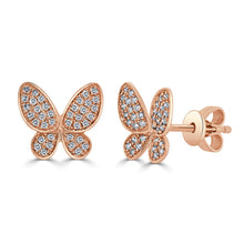 Load image into Gallery viewer, 14k Gold &amp; Diamond Butterfly Stud Earrings