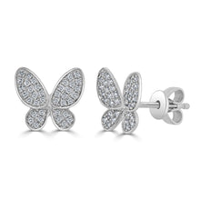 Load image into Gallery viewer, 14k Gold &amp; Diamond Butterfly Stud Earrings