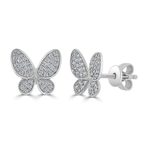 14k Gold & Diamond Butterfly Stud Earrings