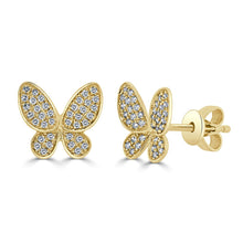 Load image into Gallery viewer, 14k Gold &amp; Diamond Butterfly Stud Earrings