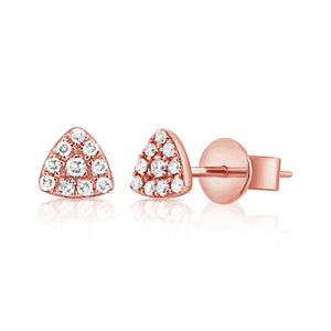14k Gold & Diamond Triangle Stud Earrings