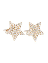 Load image into Gallery viewer, 14k Gold &amp; Diamond Star Earrings