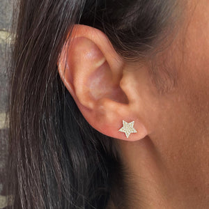14k Gold & Diamond Star Earrings