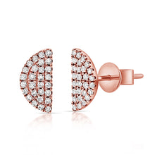 Load image into Gallery viewer, 14k Gold &amp; Diamond Half Moon Stud Earrings