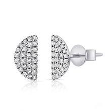 Load image into Gallery viewer, 14k Gold &amp; Diamond Half Moon Stud Earrings