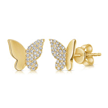 Load image into Gallery viewer, 14k Gold &amp; Diamond Butterfly Stud Earrings