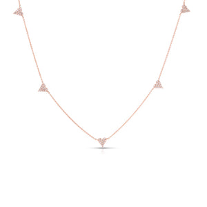 14k Gold & Diamond Heart Station Necklace