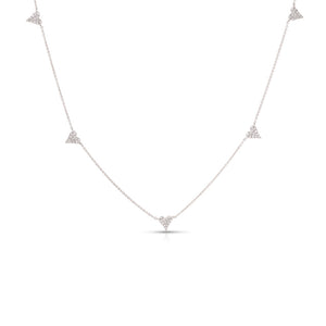 14k Gold & Diamond Heart Station Necklace