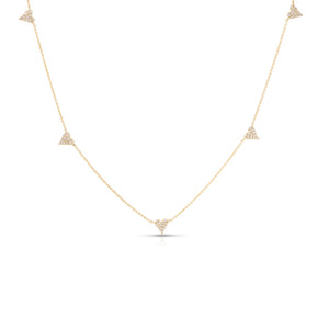 14k Gold & Diamond Heart Station Necklace