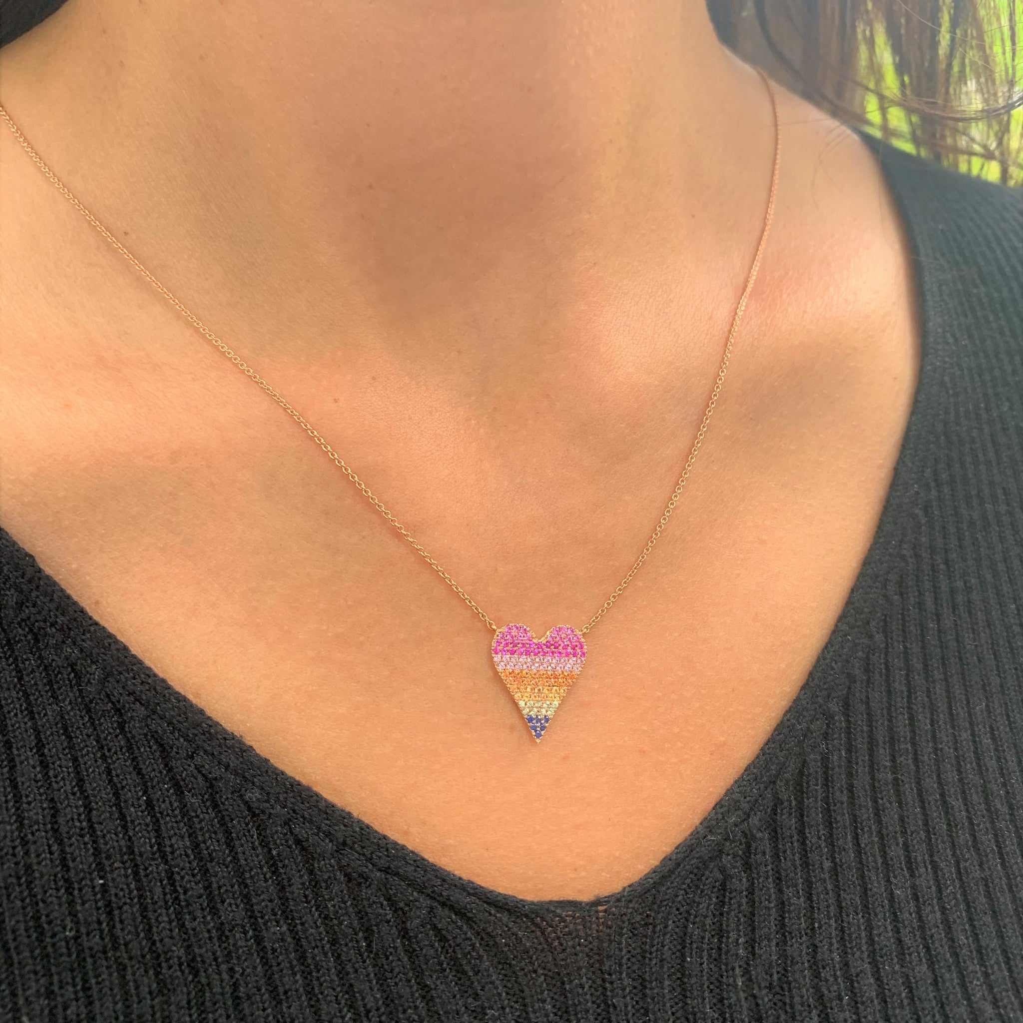 Sabrina Designs 14k Gold Rainbow Heart Necklace AAN564 Sabrina