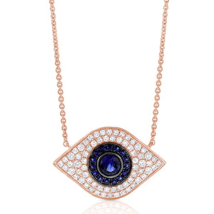 14k Gold & Diamond Evil Eye Necklace