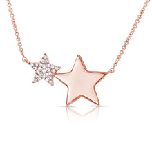 Load image into Gallery viewer, 14k Gold &amp; Diamond Double Star Necklace