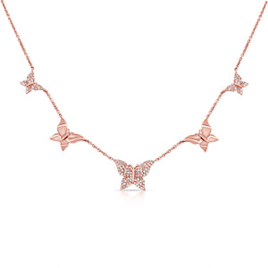 14k Gold & Diamond Butterfly Necklace