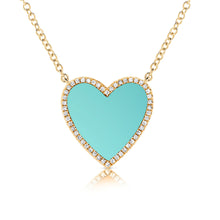 Load image into Gallery viewer, 14k Gold &amp; Turquoise Heart Necklace