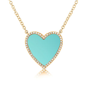 14k Gold & Turquoise Heart Necklace