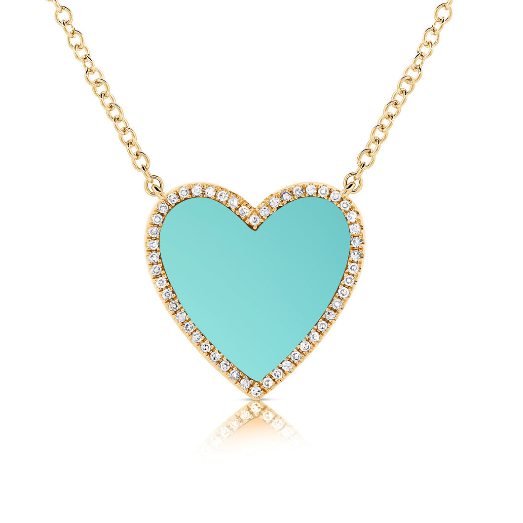 14k Gold & Turquoise Heart Necklace