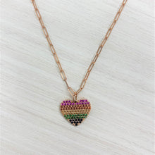 Load image into Gallery viewer, 14k Gold &amp; Rainbow Sapphire Heart Charm