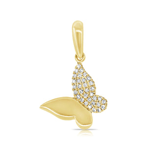 14k Gold & Diamond Butterfly Charm