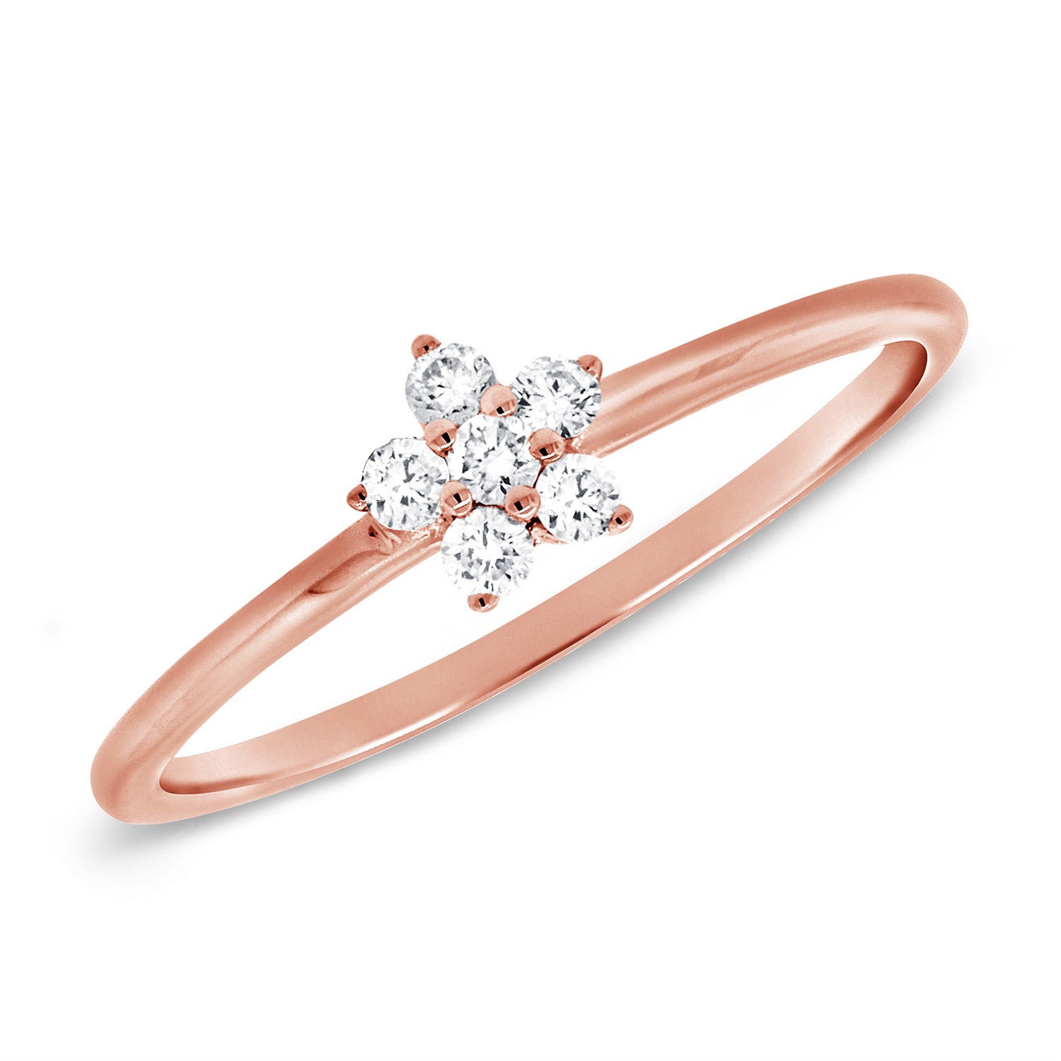 14k Gold & Diamond Flower Ring - 0.14ct