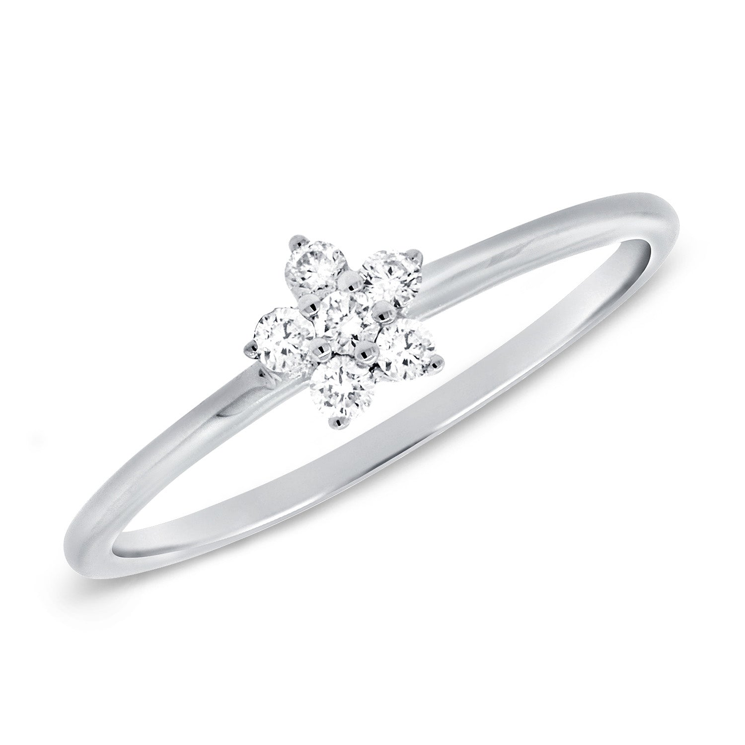 14k Gold & Diamond Flower Ring - 0.14ct
