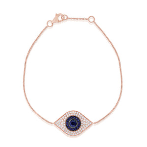 14k Gold & Diamond Evil Eye Bracelet