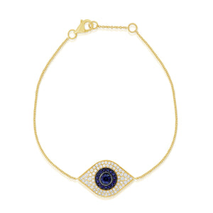 14k Gold & Diamond Evil Eye Bracelet