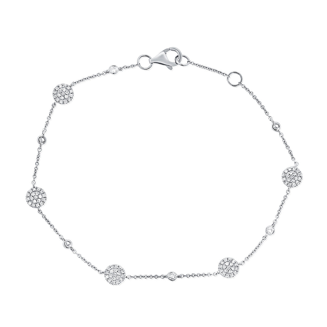 14k Gold & Diamond Disc Station Bracelet
