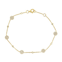 Load image into Gallery viewer, 14k Gold &amp; Diamond Disc Station Bracelet