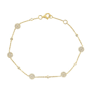 14k Gold & Diamond Disc Station Bracelet