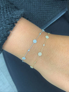 14k Gold & Diamond Disc Station Bracelet